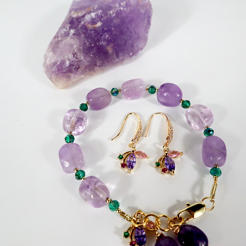 Amethyst Set (Armband, Ohrringe)