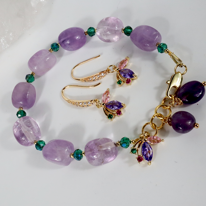 Amethyst Set (Armband, Ohrringe)