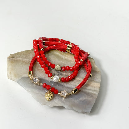 Rotes Armband-Set