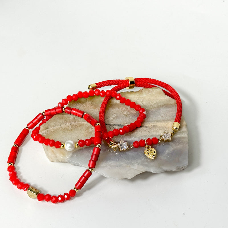 Rotes Armband-Set